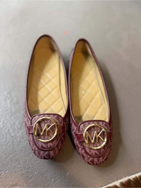 Michael Kors Shoes - Michael Kors Women's Burgundy MK Metal-Embellished Loafers